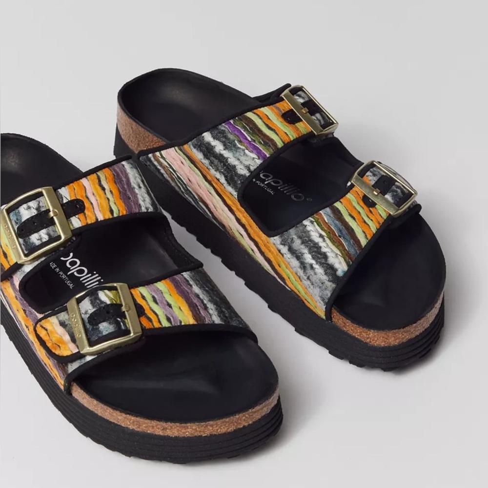 New Birkenstock Papillio Arizona Yarn Platform Sandals